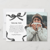 Carte De Remerciements Elegant Bow Graduation Photo (Devant)