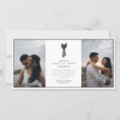 Carte De Remerciements Élégant Bow ruban noir et blanc Mariage (Devant)