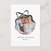 Carte De Remerciements Elegant Bow Whimsical Black & White Photo Mariage (Devant)