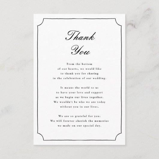 Carte De Remerciements Elegant Bow Whimsical Black & White Photo Mariage (Dos)