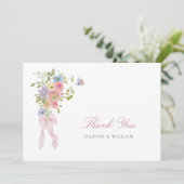 Carte De Remerciements Elegant Bows and Wildflowers (Debout devant)