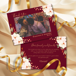 Carte De Remerciements Élégant Burgundy Blush Orange Floral