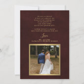 Carte De Remerciements Elegant burgundy gold photo wedding (Dos)