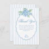 Carte De Remerciements Elégant cadre bleu victorien Hydrangea à galets (Devant / Derrière)