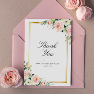 Carte De Remerciements élégant cadre mariage floral clair