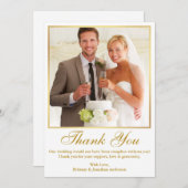 Carte De Remerciements Elégant cadre or Mariage photo (Devant / Derrière)