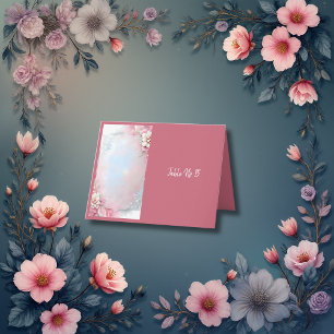 Carte De Remerciements Elégant cadre rose floral douce Pastel mariage lum