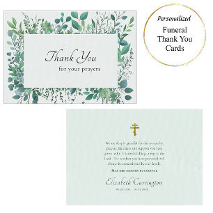 Carte De Remerciements Elégant cadre verdoyant funérailles orthodoxes