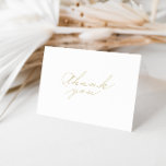 Carte De Remerciements Elegant Calligraphy Gold Folded Wedding<br><div class="desc">This elegant calligraphy gold folded wedding thank you card is perfect for a rustic wedding. The simple and stylish design features classic and fancy script typography in gold. Personalize the inside of the card with your names, and a thank you message. Or, leave the thank you message section blank and...</div>