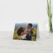 Carte De Remerciements Elegant Calligraphy Script Photo Wedding (Devant)