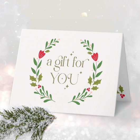 Carte De Remerciements Élégant certificat cadeau de couronne de Noël