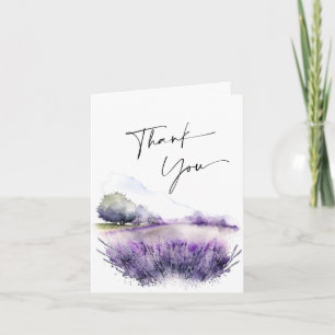 Carte De Remerciements Elégant champ de fleurs de lavande aquarelle
