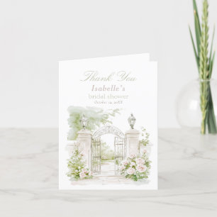Carte De Remerciements Elégant Château Français Pastel Jardin Marial