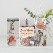 Carte De Remerciements Elegant Chic 6 Photo Collage Mariage (Debout devant)