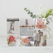 Carte De Remerciements Elegant Chic 6 Photo Collage Mariage gris (Debout devant)