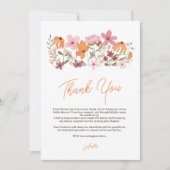 Carte De Remerciements Elégant chic boho meadow fleur sauvage douche de n (Devant)