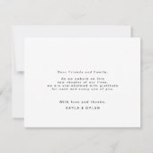 Carte De Remerciements Élégant Chic Cœur en écriture Noir Blanc (Dos)