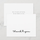 Carte De Remerciements Élégant Chic Cœur en écriture Noir Blanc (Devant / Derrière)