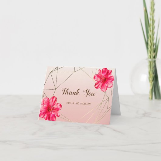 Carte De Remerciements Elégant Chic Géométrique, Hibiskus (Devant)