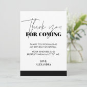 Carte De Remerciements Elegant Chic Handwritten Black White  (Debout devant)