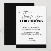 Carte De Remerciements Elegant Chic Handwritten Black White  (Devant / Derrière)