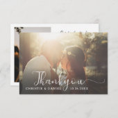 Carte De Remerciements Élégant Chic Mariage Photo Script Lettre Manuscrit (Devant / Derrière)