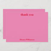 Carte De Remerciements Élégant Chic Rose Rouge Mariage Personnalisé (Devant / Derrière)