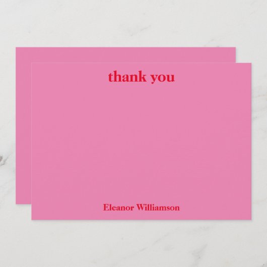 Carte De Remerciements Élégant Chic Rose Rouge Mariage Personnalisé (Devant / Derrière)