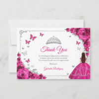 Élégant Chic Roses Fuchsia Rose Argent Quinceanera