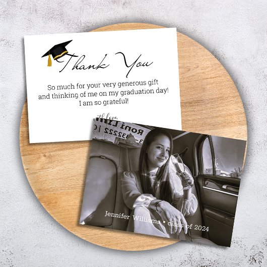 Carte De Remerciements élégant chic script graduation 2025 photo