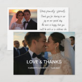 Carte De Remerciements Élégant Chic Script Love Heart Mariage 2 Photos (Devant / Derrière)