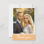 Carte De Remerciements Élégant Chic Script Love Heart Mariage Photo (Devant)