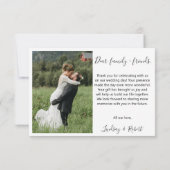 Carte De Remerciements Élégant Chic Script Love Heart Mariage Photo (Dos)