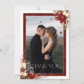 Carte De Remerciements Elegant Christmas Red Damask Floral (Devant)