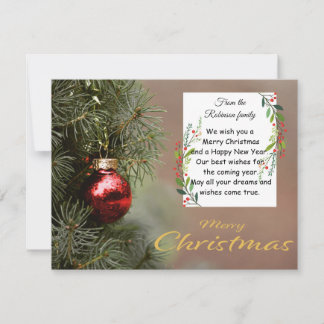 Carte De Remerciements Elegant Christmas Tree Card With Modern Ornaments