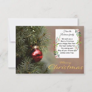 Carte De Remerciements Elegant Christmas Tree Card With Modern Ornaments