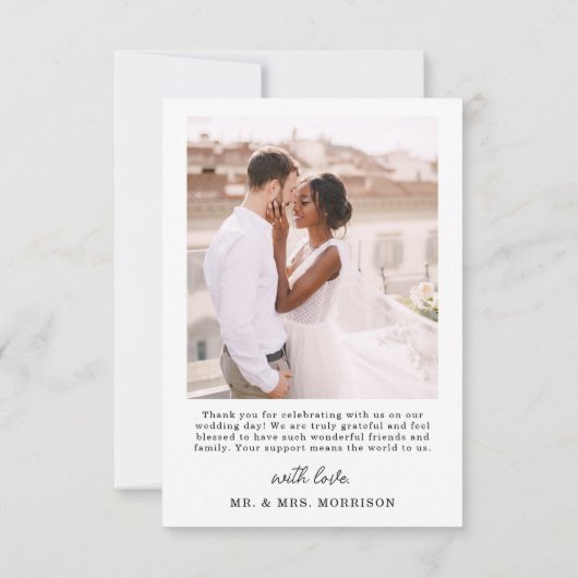 Carte De Remerciements Élégant cinq photo Collage Mariage de script (Dos)