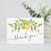 Carte De Remerciements Elégant citrons Aquarelle Mariage (Debout devant)