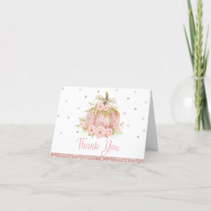 Carte De Remerciements Elégant Citrouille rose Baby shower fille d'annive