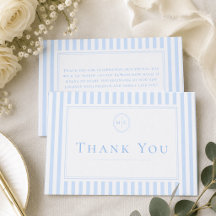 Elegant Classic Blue Stripe Monogram Wedding