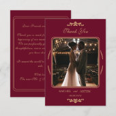 Carte De Remerciements Elegant Classic Burgundy Photo Wedding  (Devant / Derrière)