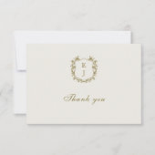 Carte De Remerciements Élégant Classic Golden Crest Mariage (Devant)