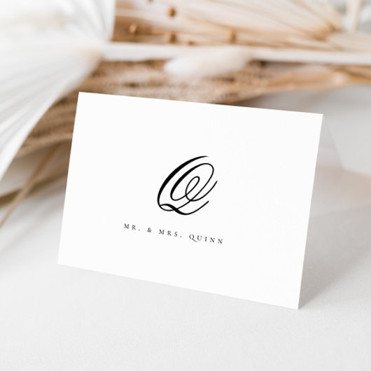 Carte De Remerciements Elegant Classic Nom Mariage initial