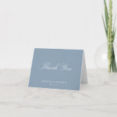 Carte De Remerciements Elegant Classic Script Wedding Dusty Blue Folded (Devant)