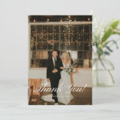 Carte De Remerciements Elegant Classic Script Wedding Photo (Debout devant)