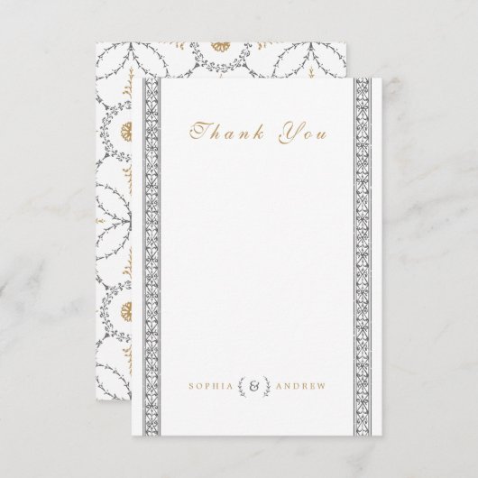 Carte De Remerciements Elégant classique classique classique mariage (Devant / Derrière)