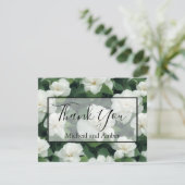 Carte De Remerciements Élégant classique vert botanique blanc floral (Debout devant)