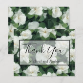 Carte De Remerciements Élégant classique vert botanique blanc floral (Devant / Derrière)