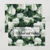 Carte De Remerciements Élégant classique vert botanique blanc floral (Devant / Derrière)