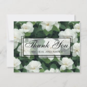 Carte De Remerciements Élégant classique vert botanique blanc floral (Devant)